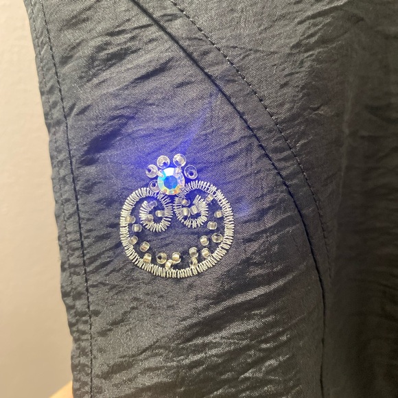 Simon Chang Women’s Tank Top Black Bedazzled Crop Bohemian Gypsy Dressy - Picture 5 of 5